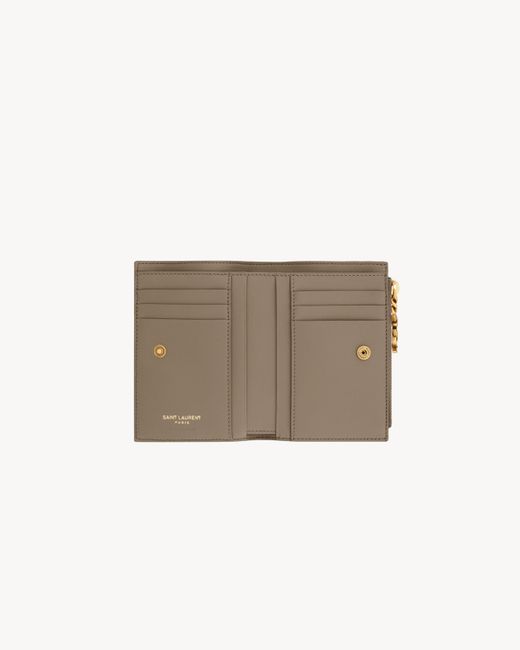 Saint Laurent Natural Cassandre Bijou Quilted Zip Wallet