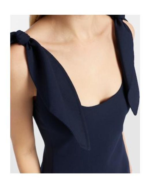 Oscar de la Renta Blue Wool-Blend Gown