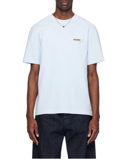 Jacquemus Blue Logo Patch Crewneck T-Shirt for men