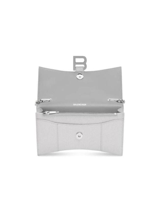 Balenciaga White Portafoglio Hourglass Xs Con Catena