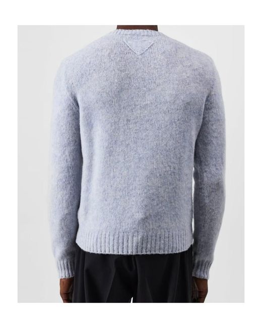 Prada Blue Thick Knit Sweater for men