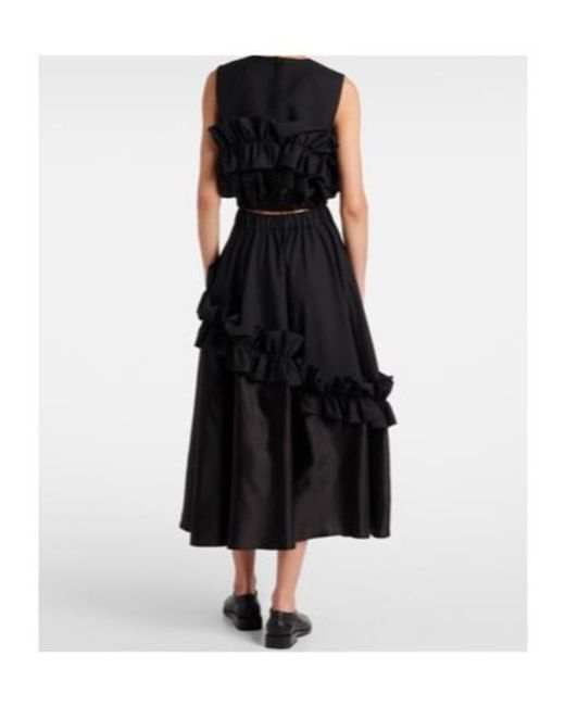 Comme des Garçons Black Ruffled Wool Top