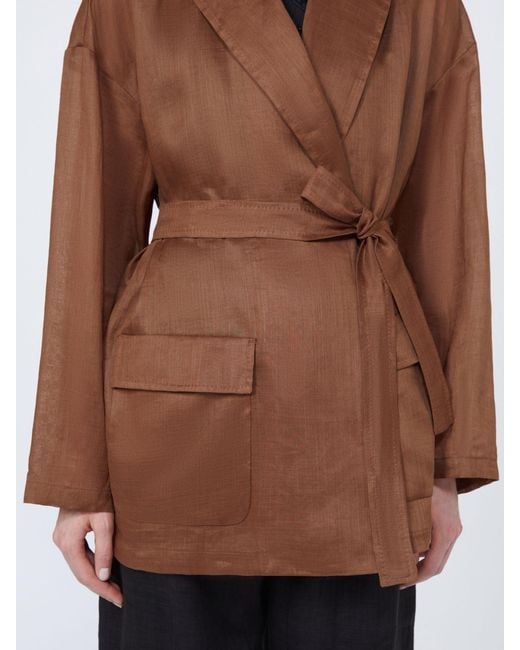 Max Mara Brown Studio Fatto Belted Jacket
