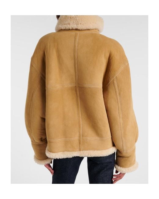 Nour Hammour Brown Portia Shearling-Lined Suede Jacket