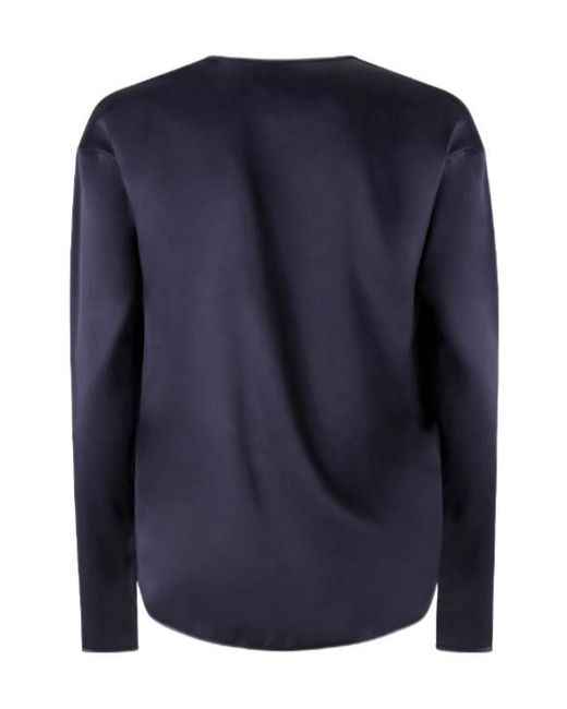 Pinko Blue V-Neck Satin Blouse