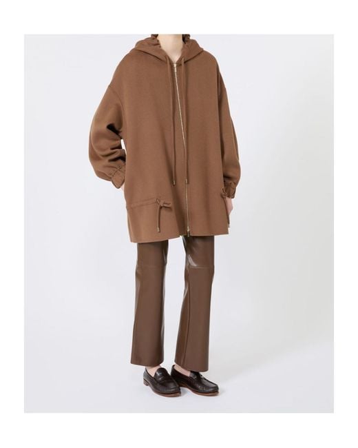 Max Mara Brown Straight-Leg Leather-Effect Trousers