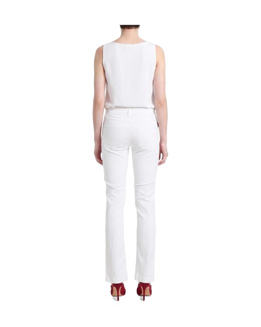 Dolce & Gabbana White Solid Color Straight Leg Pants