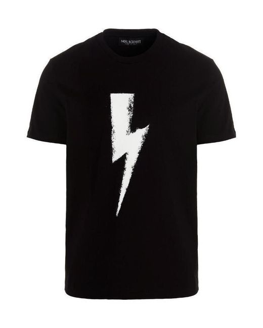 Neil Barrett Black Thunderbolt Print T-Shirt for men