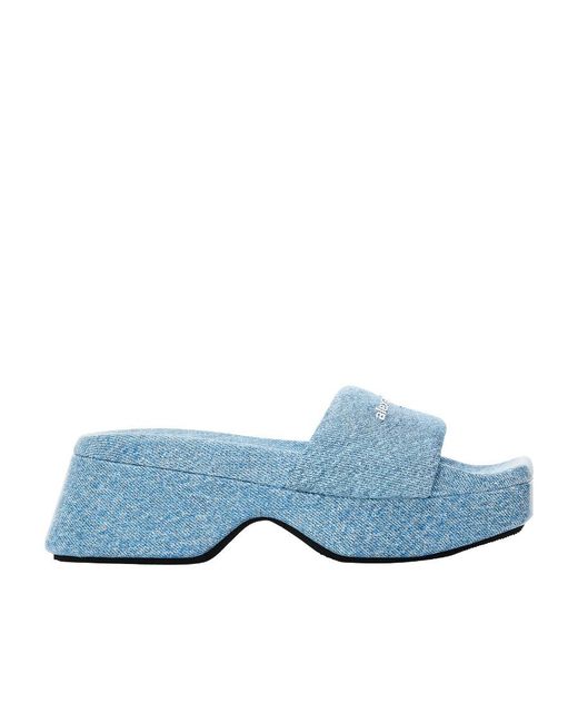 Alexander Wang Blue Logo Embossed Platform Sandals