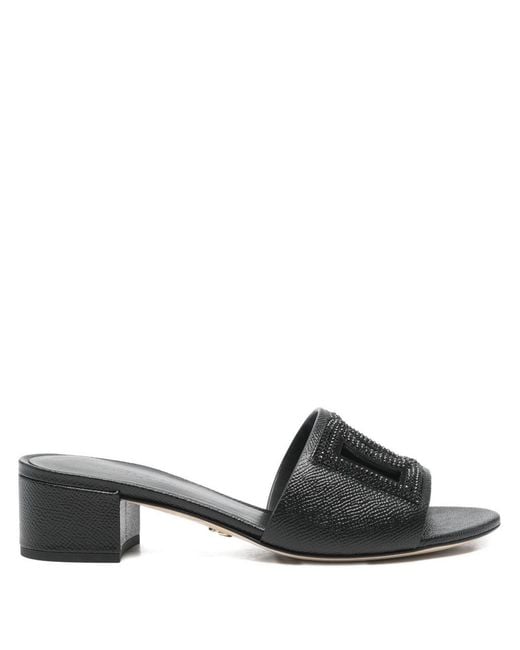 Dolce & Gabbana Black Dolce & Gabbana Dg Logo Leather Sandals