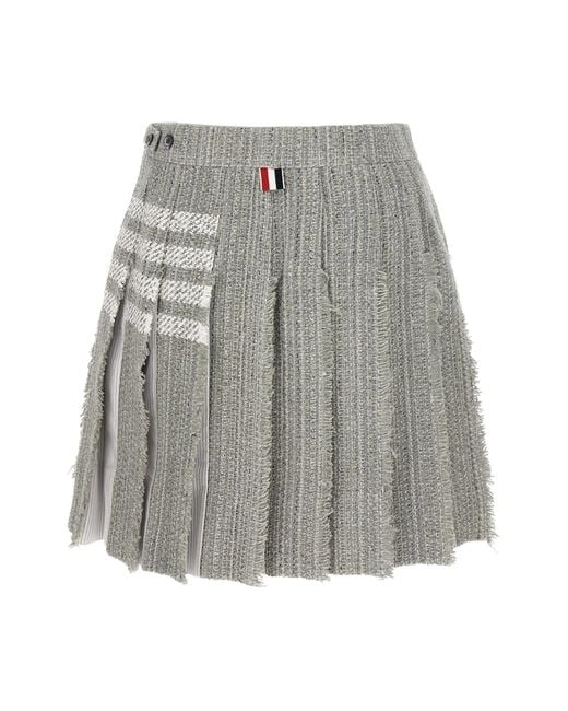 Thom Browne Gray 4-Bar Frayed Edge Mini Skirt