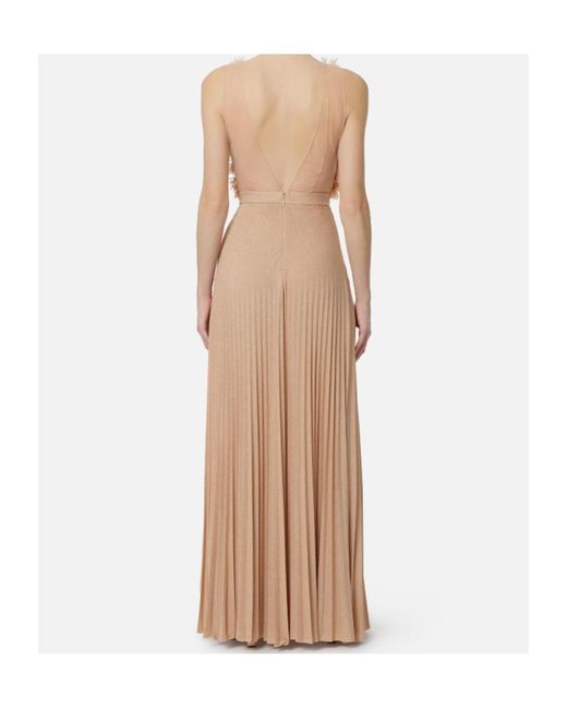 Elisabetta Franchi Natural Textured Top Pleated Dress