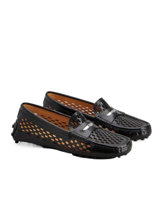 Tod's Black Perforated Loafers