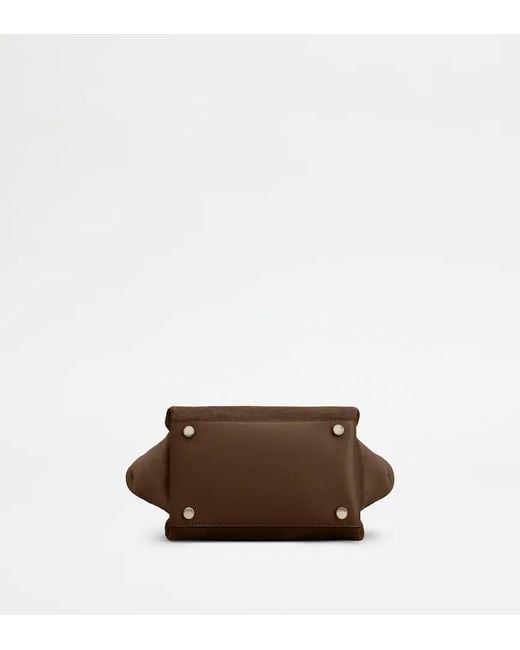 Tod's Brown Micro Logo-Charm Suede Tote Bag