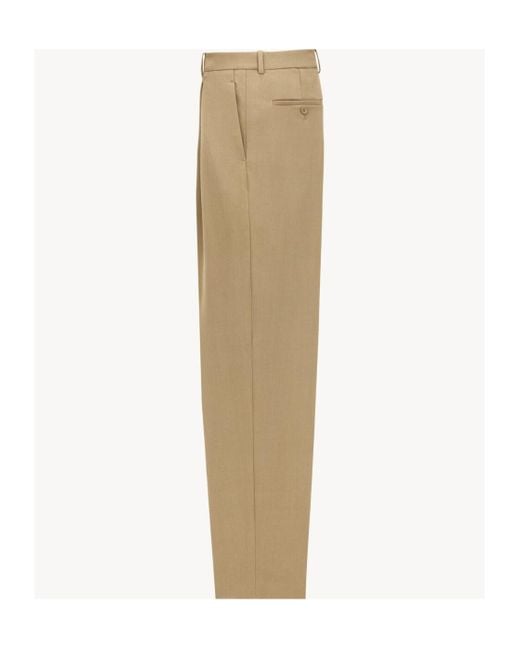 Saint Laurent Natural Wool Gabardine Trousers for men
