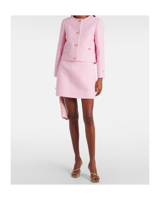 Patou Pink Tweed Button-Down Casual Jacket