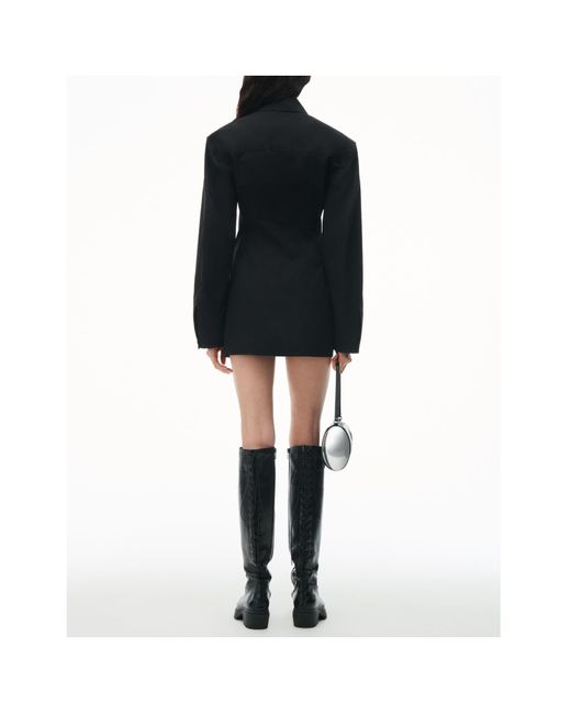 Alexander Wang Blue Boned Long-Sleeved Shirt Minidress