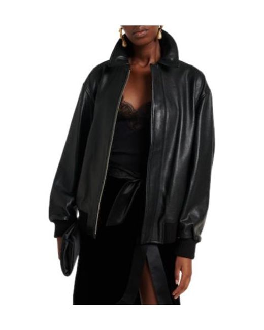Nour Hammour Black Toyen Leather Blouson Jacket