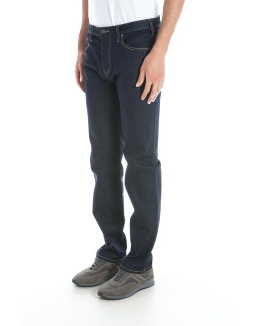 Armani Jeans Blue Logo Logo Denim Trousers for men