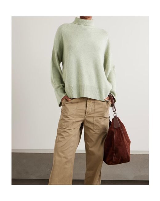 LeKasha Green Organic Cashmere Turtleneck Sweater