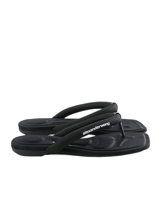 Alexander Wang Black Logo Printed Jenna Thong Slippers