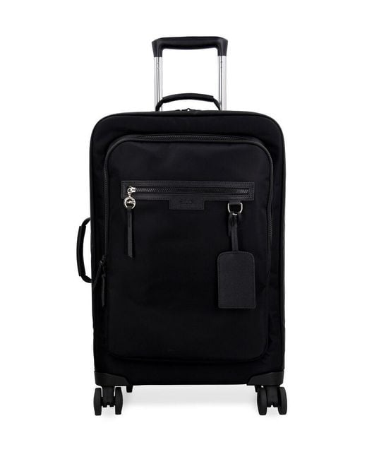 Longchamp Black Leather-Trimmed Wheeled Trolley for men