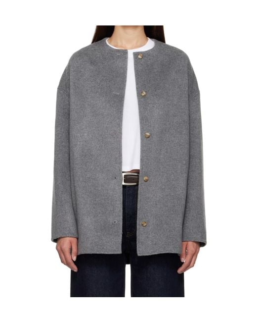 Loulou de Saison Gray Dunne Single-Breasted Coat
