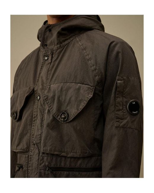 C P Company Brown Goggle Hooded Jacket for men