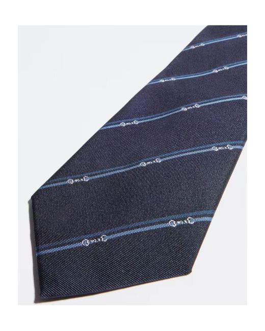 Gucci Blue Diagonal Horsebit Tie for men