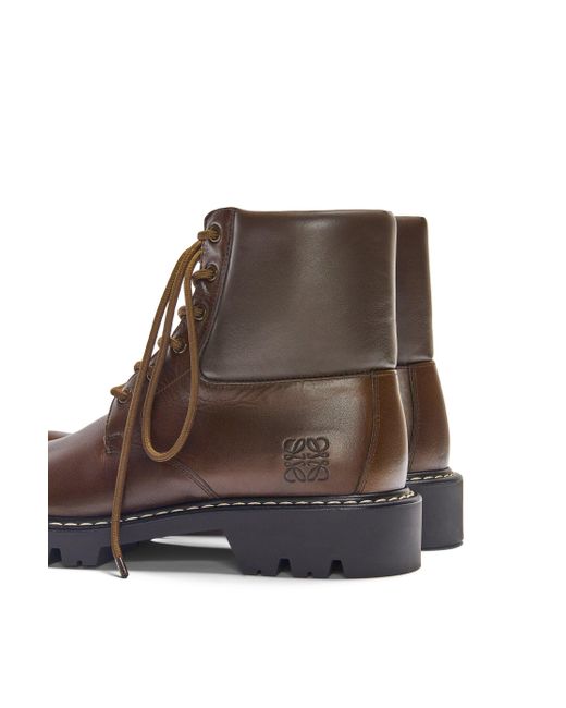 Loewe Brown Sierra Combat Ankle Boot In Vegetable-tanned Calfskin for men