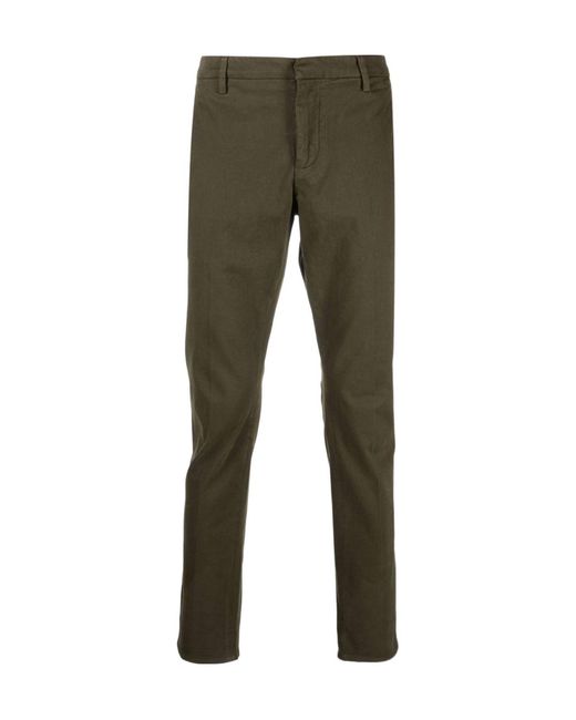 Dondup Green Slim Cut Stretched Chinos for men