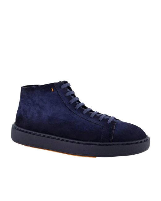 Santoni Blue High Lace-Up Sneakers for men
