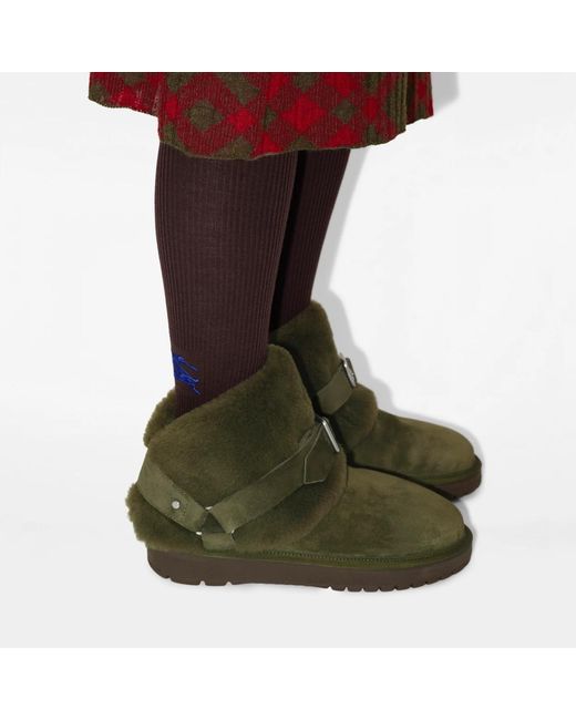 Burberry Green Chubby Buckle-Detailed Boots