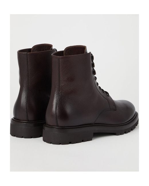 Brunello Cucinelli Brown Leather Ankle Boots for men