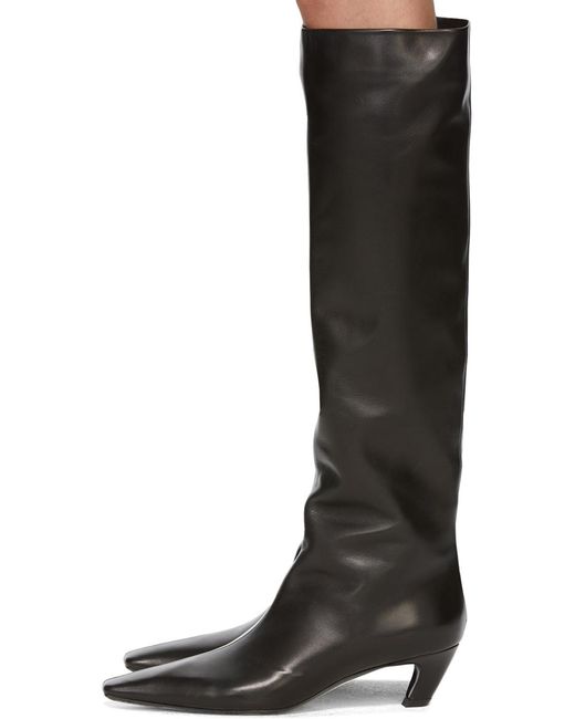 Khaite Black Davis Knee-High Boots