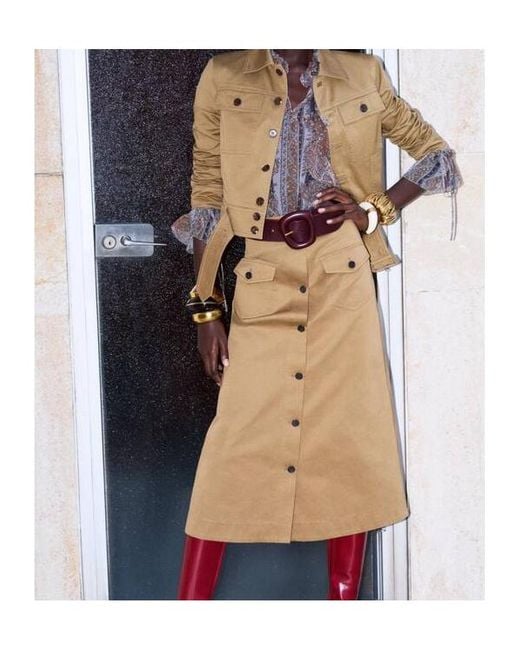 Saint Laurent Natural Midi Button Skirt