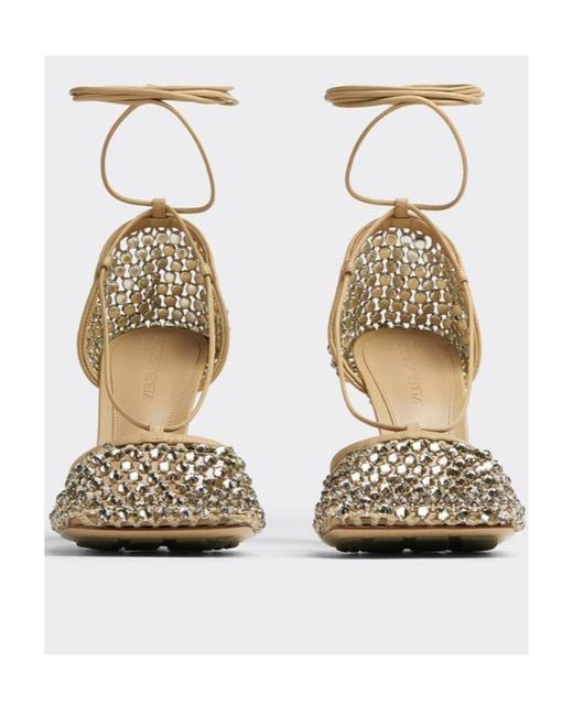 Bottega Veneta Metallic Sparkle Stretch Sandals