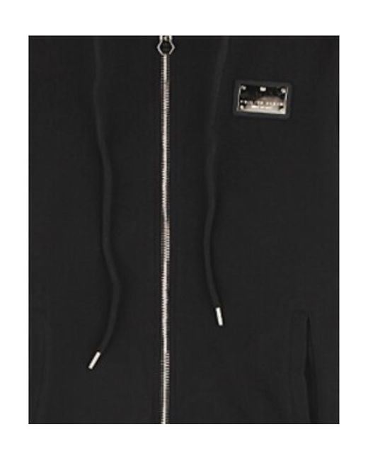 Philipp Plein Black Logo Hooded Casual Jacket for men
