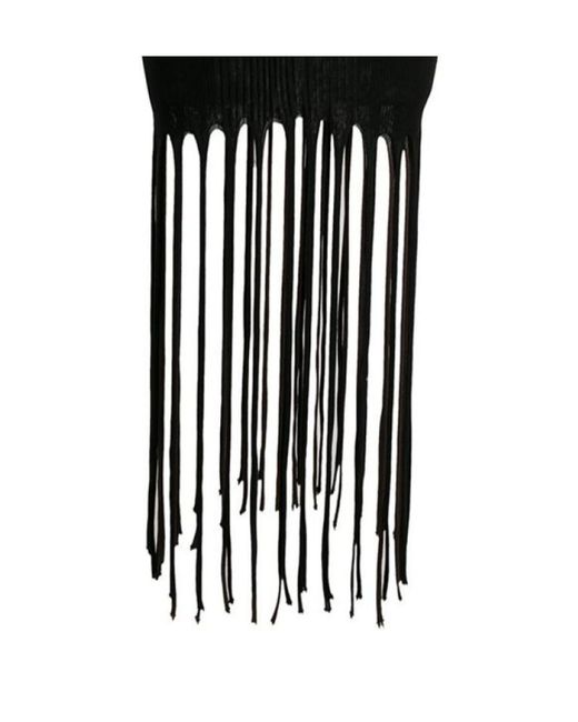 Bottega Veneta Black Halterneck Fringed Dress