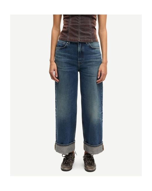 Samsøe & Samsøe Blue Faded Turn-Up Jeans