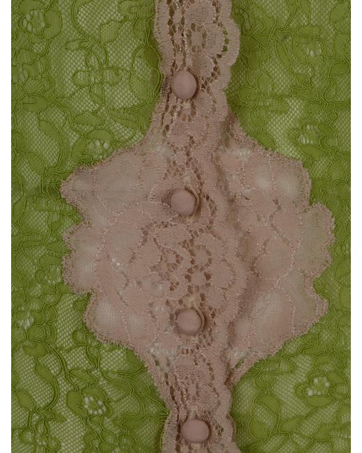 Valentino Green Lace Detailed V-Neck Cardigan