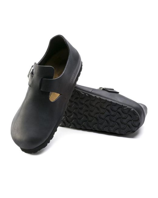 Birkenstock Black London Round Toe Flat Shoes for men