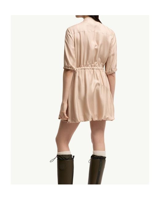 Moncler Natural Silk Twill Mini Shirt Dress