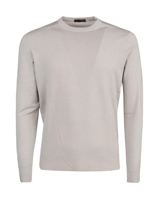 Drumohr Gray Long Sleeved Crewneck Knitted Jumper for men