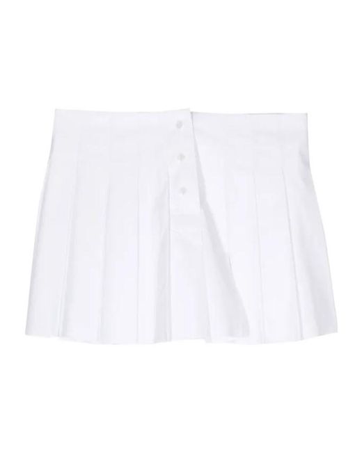 we11done White Pleated Cotton Skirt