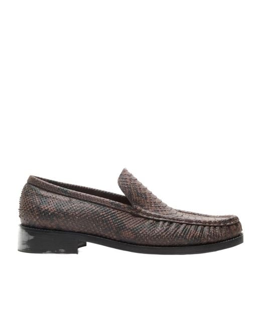 Acne Gray Embossed Almond Toe Loafers for men