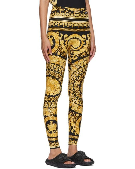 Versace Metallic Barocco-Printed High Waist Leggings
