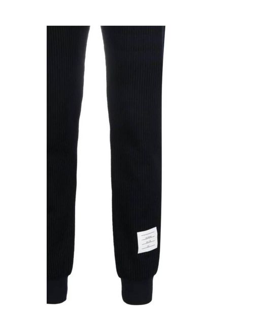 Thom Browne Black Seersucker Drawstring Track Pants