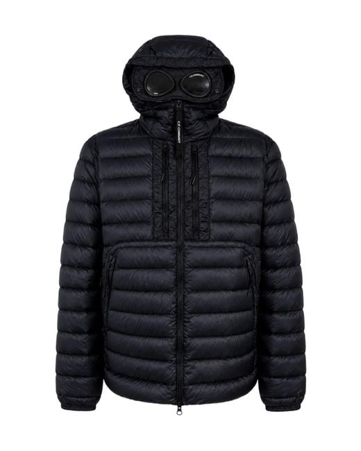C P Company Blue Long-Sleeve Hooded Down Jacket for men