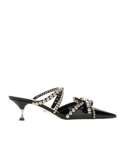 Mach & Mach White 55Mm Studded Leather Mules